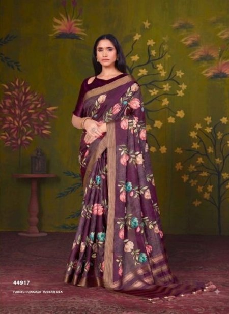 Purple Colour Norita 44900 Rooh By Mahotsav Tussar Silk Sequence Work Designer Saree 44917